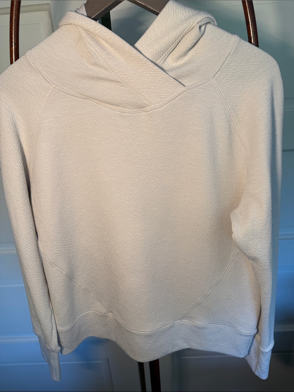 PrAna Textured Scuba Hoodie Cream Pullover Yoga Athleisure Medium